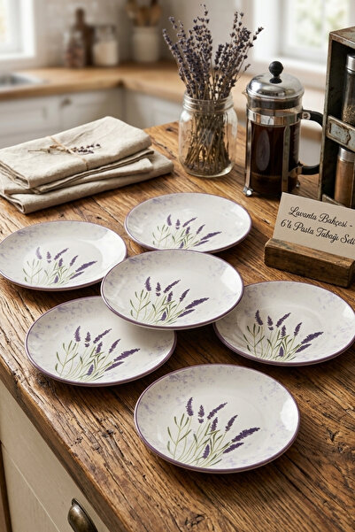 Keramika Lavanta Pasta Tabağı 20 Cm 6 Adet