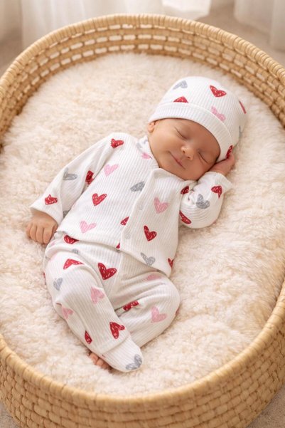 BYS BABY FASHION 3-Piece Fabric Newborn Baby Girl - Boy Bodysuit Set Seasonal 0-3 Months