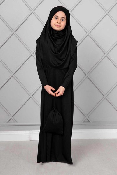 Generic Brand Hijab Children's Prayer Dress Black