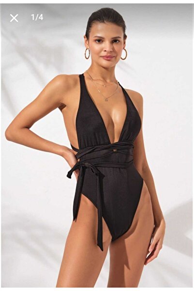 Pierre Cardin 2026 Νέα Σεζόν Μαγιό με χιαστί δέσιμο στη μέση, μαύρο