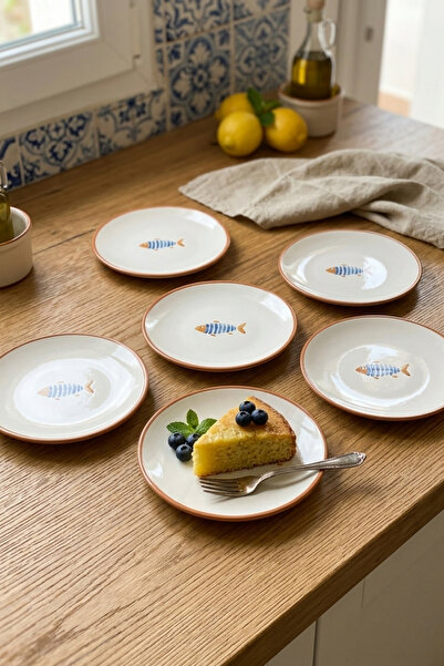 Keramika Fish Patterned 20cm Cake Plate 6 Pieces