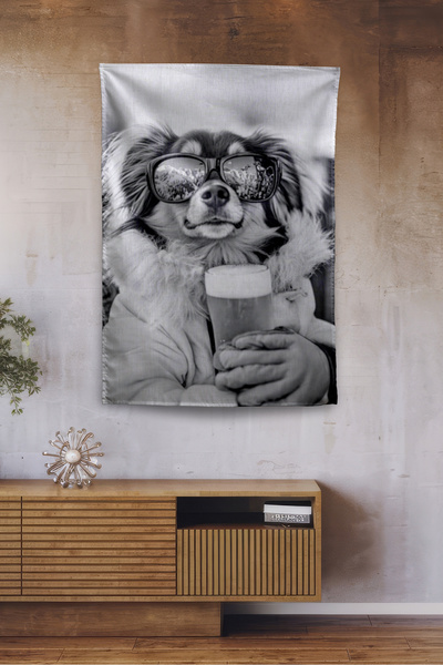 Vagonik Funny Dog Winter Modern Patterned Wall Cloth Tapestry Pattern 455