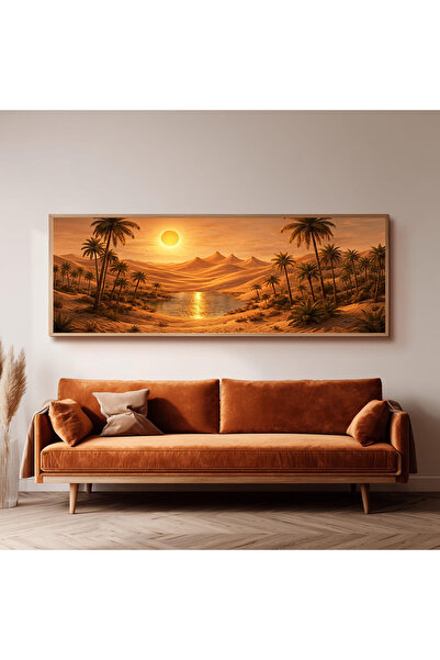 Dekorsiahome Ahşap Çerçeveli Panoramik Oturma Odası Salon Tablosu UZ0482