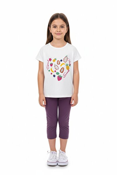 Toontoy Κοριτσίστικο Σετ 2 τεμαχίων με κολάν κάπρι, μπλουζάκι με στάμπα με κο...