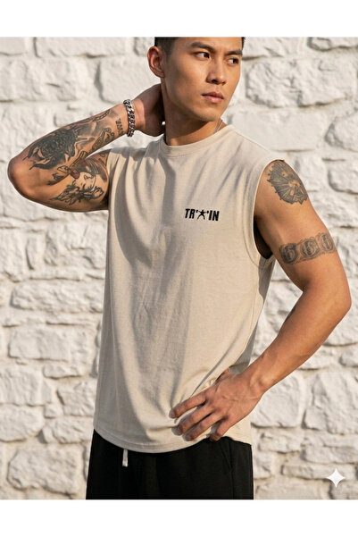 FAVORİST Train Printed Zero Sleeve Men's T-Shirt