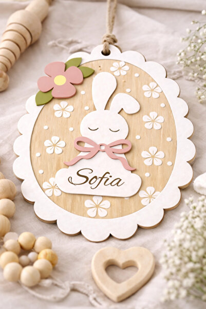 Creative Soul Εξατομικευμένο ξύλινο πασχαλινό διακοσμητικό με όνομα – λουλουδ...