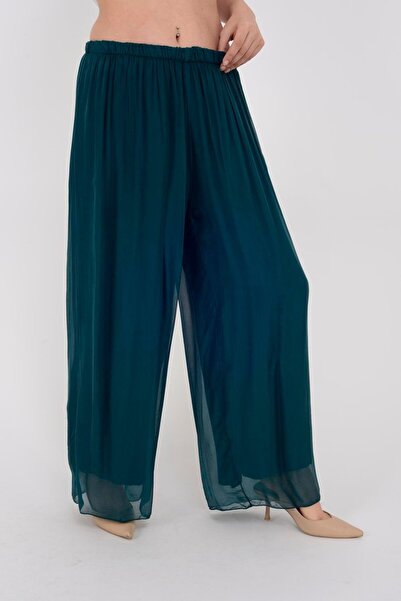 EREN STYLE Italian Plus Size Compatible Lined Elastic Silk Trousers (Size 36-50)