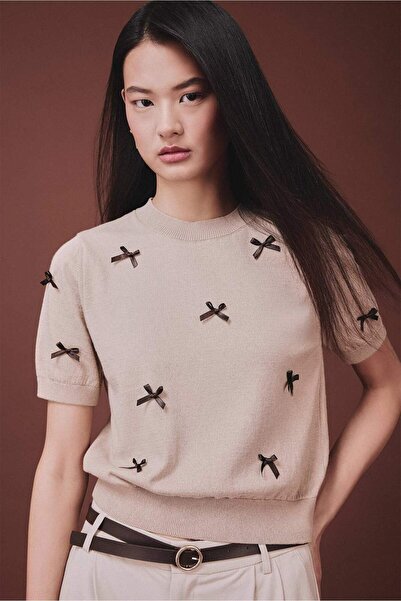 DeFacto Φούτερ με φιόγκο και κοντά μανίκια H6694AX26SP