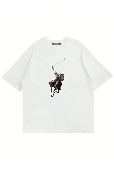 Ginevra Unisex Cowboy Athlete Printed Crew Neck Oversize Tshirt