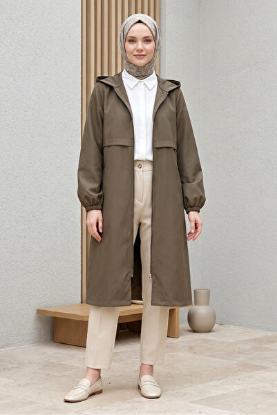 FERHEL Αδιάβροχο με φερμουάρ και κουκούλα - Καφέ