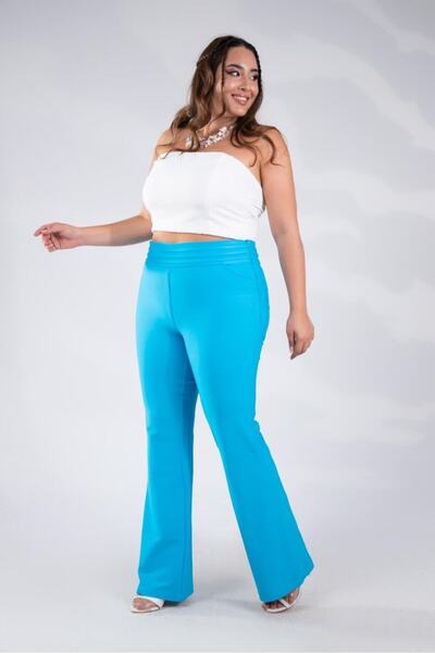 Roxxlen Women's Plus Size Stradax Pants Turquoise