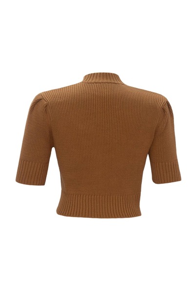 Qoolest Half Turtleneck Short Sleeve Ribbed Knit Blouse