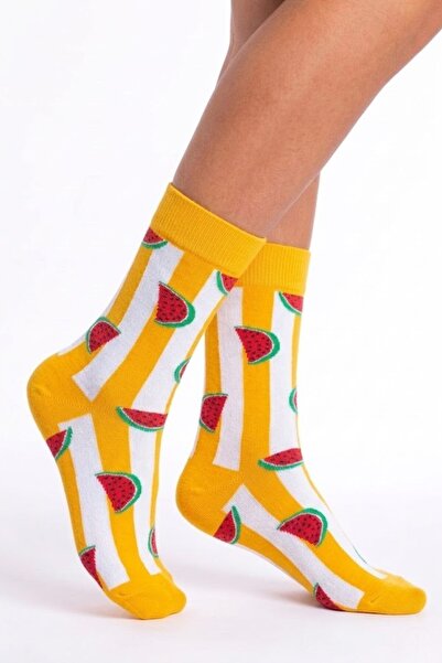 Esinti Watermelon Themed Socks White Women's Men's Youth Tennis Socks - Single