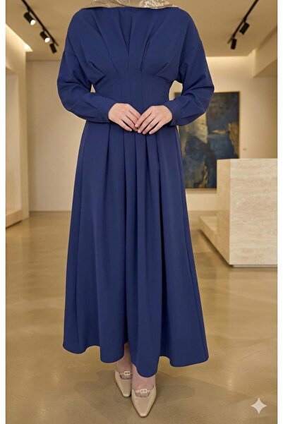 MODAF Beli Pensli Pleli Kadın Elbise