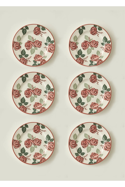 Bella Maison طبق كيك من البورسلين الوردي 6 قطع (21 سم)