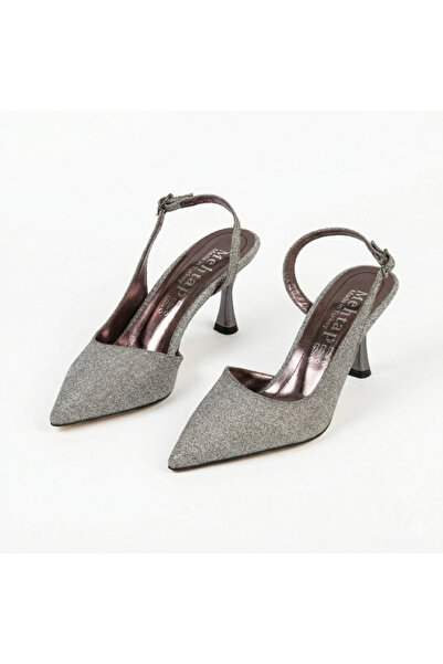 AYAKKABIMOOD Γυναικεία βραδινά παπούτσια με λεπτό τακούνι 7 εκ. με γκλίτερ