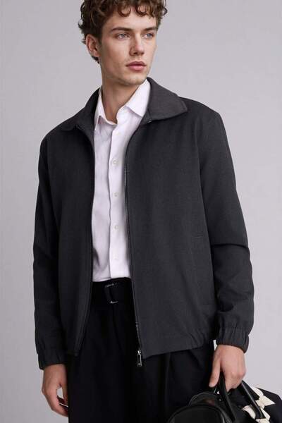 DeFacto Regular Fit Polo Collar Lined Zippered Coat H4724Ax26Sp