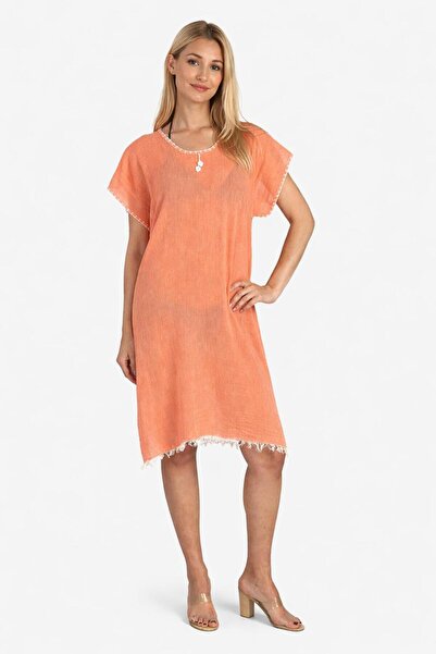 DRESSY LIFE Tasseled Thin Muslin Beach Dress 100% Cotton