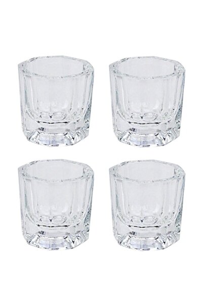 OEM Set de 4 pahare de sticlă pentru nail art, transparente, 33x31mm