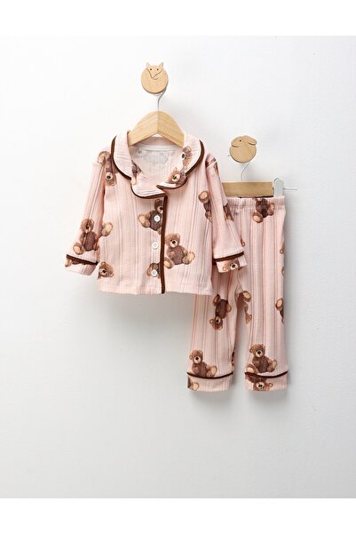 MiniKids Πιτζάμες με σχέδιο αρκουδάκι, κοραλί