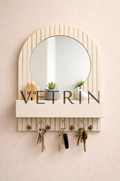 VETRİN Dekoratif Aynalı Ve Raflı Ahşap Askılık