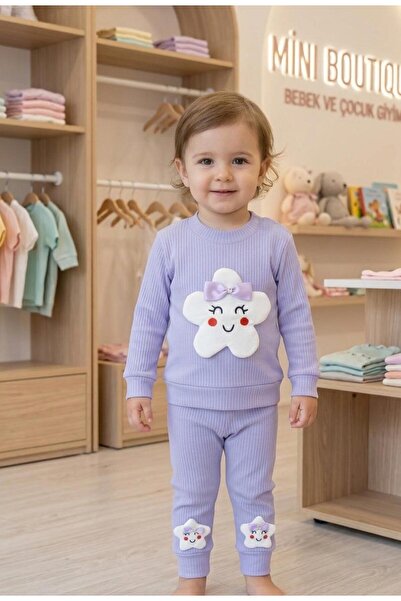 YILDIZ İŞLEMELİ KIZ BEBEK TAKIM