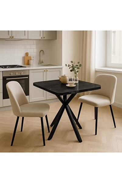 HOMS Axion τετράγωνο σταθερό τραπέζι, μαύρο μαρμάρινο