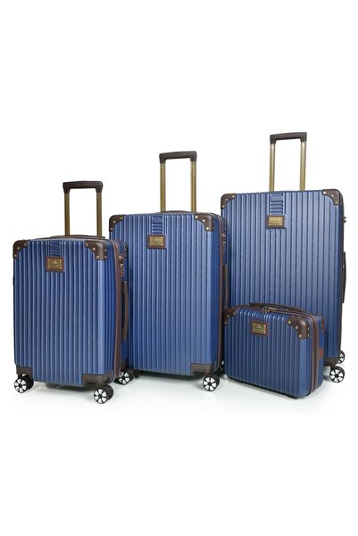 Generic طقم حقائب سفر "رويال فينتج" 4 قطع - أزرق ملكي مقاسات 28"-24"-20"-14 أنش