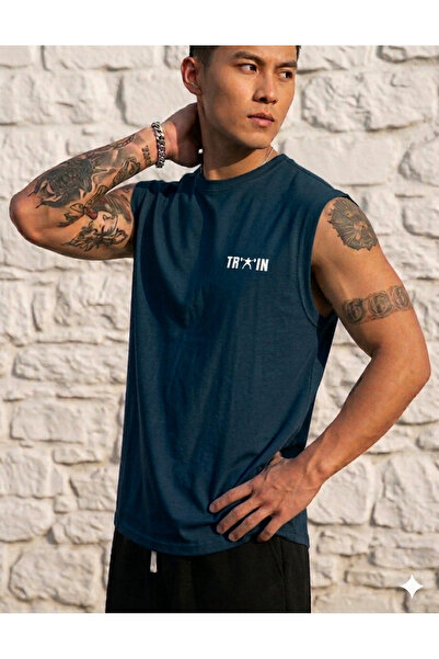 FAVORİST Train Printed Zero Sleeve Men's T-Shirt