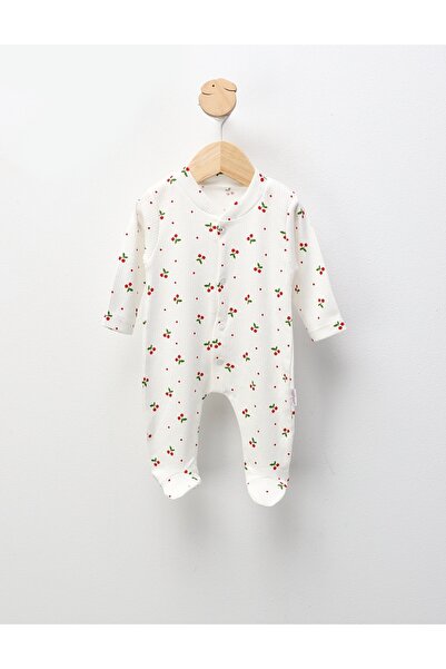 MiniKids Πλεκτή ολόσωμη φόρμα με μποτάκια, Κεράσια, λευκό