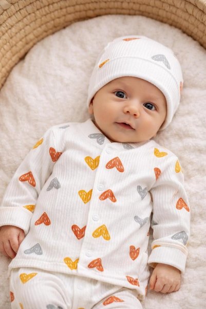 BYS BABY FASHION 3-Piece Fabric Newborn Baby Girl - Boy Bodysuit Set Seasonal 0-3 Months