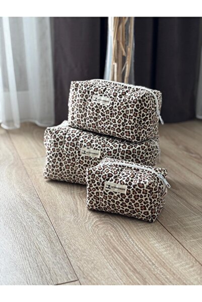 dyhandmade Leopar Desenli Makyaj Çantası