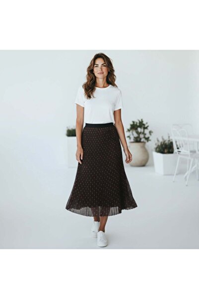 EREN STYLE Σιφόν Φούστα με ελαστική μέση A Με φόδρα (95 εκ.)-(38-52)