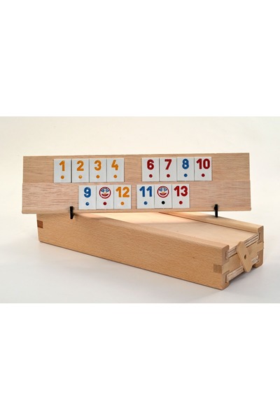 REBI PLUS Joc de societate Remi din lemn masiv, set cu 106 piese și 4 table d...