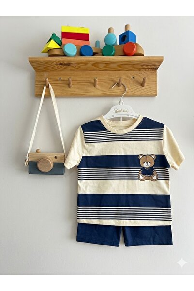 MRC BABY MRCBABY ÇİZGİLİ AYI YAZLIK ŞORTLU TAKIM