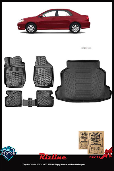 Rizline Toyota Corolla 2002-2007 SEDAN Bagaj Havuzu&Havuzlu Paspas ve TON KOKU