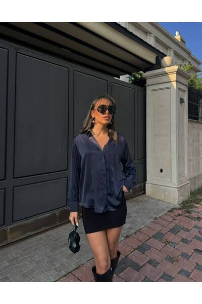 LB Laluna Butik Γυναικείο σατέν πουκάμισο