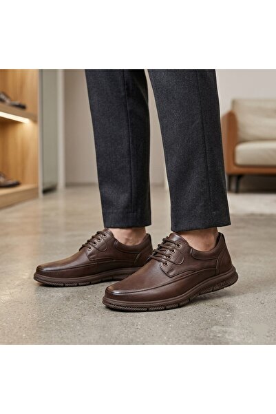 Öztürk Lace-Up Heel Layer Leather Pool Model Soft Genuine Leather Men's Daily...