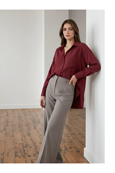 PERA MODA Υπερμεγέθες πουκάμισο ποπλίνας με μακρύ πίσω μέρος και κοντό μπροστ...