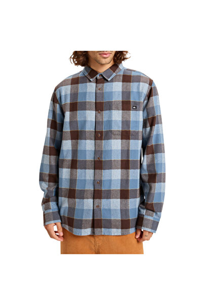 Quiksilver MOTHERFLY Καρό Πουκάμισο με Μακριά Μανίκια Μπλε Κίνας Μ