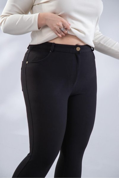 Roxxlen Pantaloni Stockholm de damă, mărime mare, negri