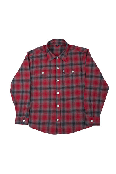 BEE UNUSUAL Φανελένιο πουκάμισο-μπουφάν με μακριά μανίκια, καρό κόκκινο/μαύρο, L