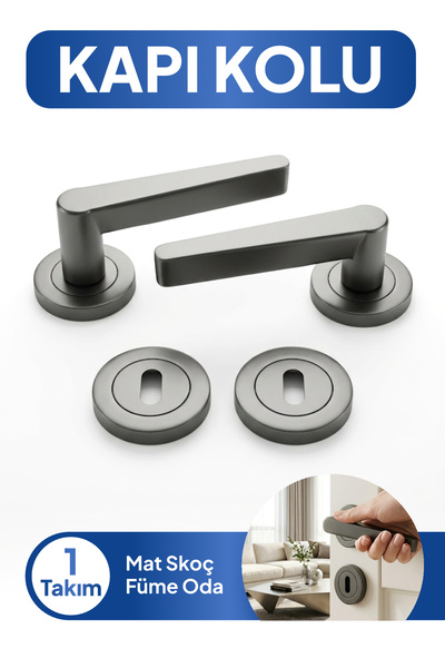 Badem10 (1 Σετ-Ζεύγος) Özen Mat Skoç Füme Μοντέρνα λαβή πόρτας με ροζέτα για ...