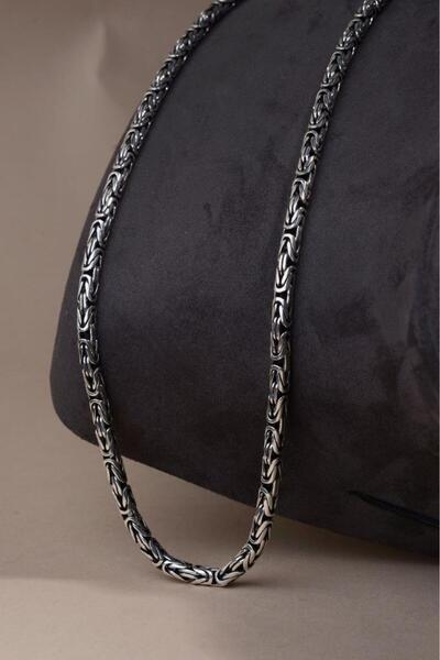 innuendo jewelery 925 Ayar Gümüş Kral Örgü Zincir Erkek Kolye