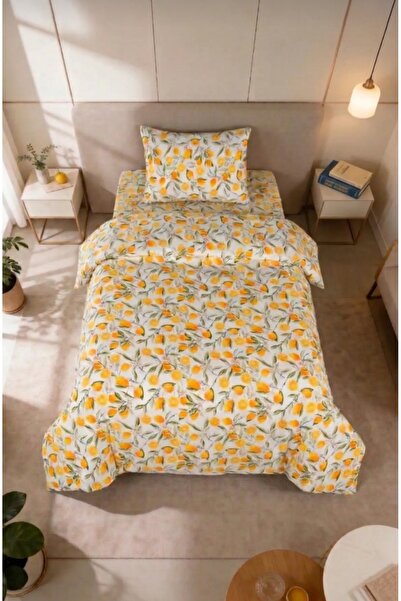 EVRİZON Σετ μονόπλευρης παπλωματοθήκης με σχέδιο λεμόνι |   Κίτρινο-Λευκό, Βα...