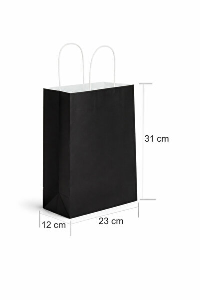 BARIŞKAN Black Paper Bag with Auger Handle 25X12X31 cm 25 Pcs
