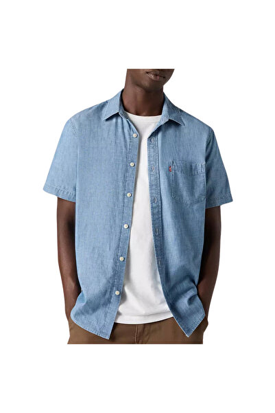 Levis Ανδρικό πουκάμισο σαμπρέ με ανοιχτόχρωμο πλύσιμο κοντομάνικο Μ