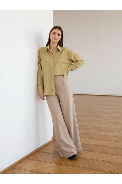 PERA MODA Υπερμεγέθες πουκάμισο ποπλίνας με μακρύ πίσω μέρος και κοντό μπροστ...