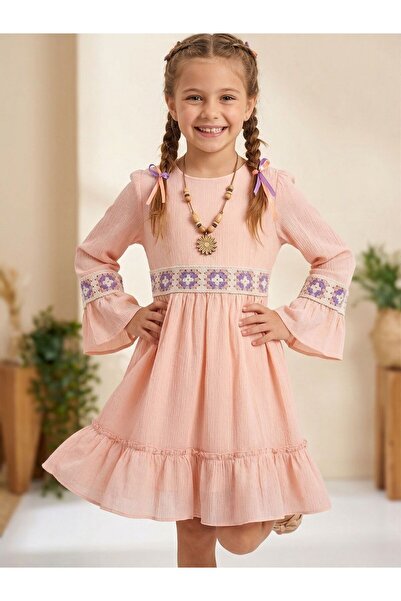 Cherrys Bebek Παιδικό φόρεμα με κολιέ και ρίγες