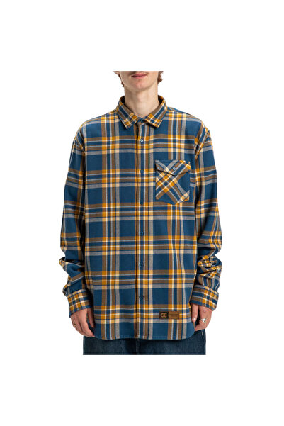 DC Μάρσαλ Φανελένιο Πουκάμισο με Μακριά Μανίκια Σκούρο Τζιν Μ